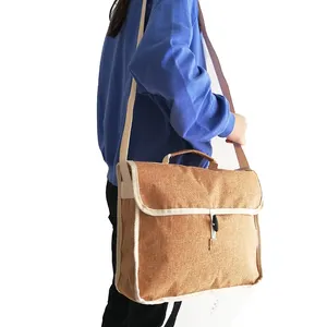 사용자 정의 만든 로고 패션 사무실 친환경 무거운 의무 린넨 황마 대마 어깨 가방