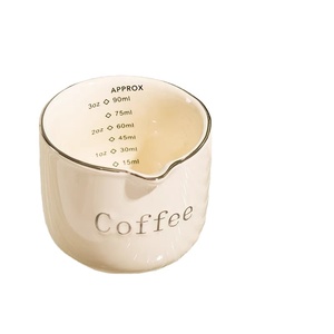 Tazas Medidoras de 3 oz con Doble Escala, Tazas Cortas para Espresso con Boquilla en <span class=keywords><strong>V</strong></span>, Accesorios de Cerámica para Espresso con Asa para Café y Leche - Product Image 4