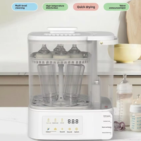 Lave-biberons automatique, stérilisateur et sécheur, guidé par la voix, multi-programmes, vapeur à 72°C, capacité de 3L, un seul bouton