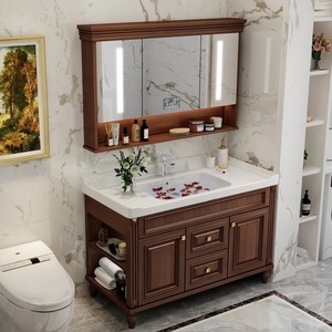 Modern Smart Mirror <strong>Bathroom</strong> Cabinets Solid Wood Vanity with Anti-Fog Feature Matched MDF <strong>Sink</strong> Combo for Modern <strong>Bathrooms</strong> - Product Image 1