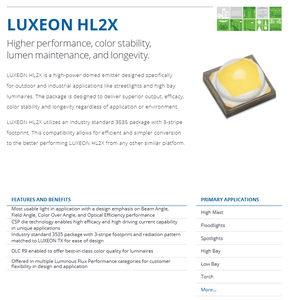 Lumileds L1HX-3080200000000 LUXEON HL2X <b>High</b> <b>Power</b> 2W Warm White Cool White 80CRI 3000K 4000K 5000K <b>LED</b> Lighting Chip - Product Image 2