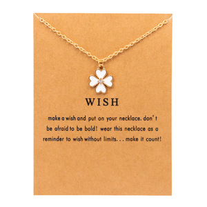 Mode trèfle pendentif collier rouge blanc bleu émail feuille femmes collier couleur dorée lien chaîne cou bijoux en gros souhait - Product Image 1