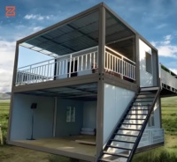 Maison préfabriquée en acier entièrement meublée à 2 étages Maison en verre à 2 étages avec conteneur plat pour bureau aux Philippines