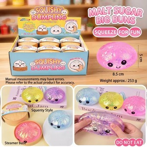 En gros Jouet anti-stress fantaisie en forme de boulette de visage, moelleux à rebond lent, simulation, pour soulager l'anxiété, Maltose 8,5 CM, Paillettes, Dumpling - Product Image 4