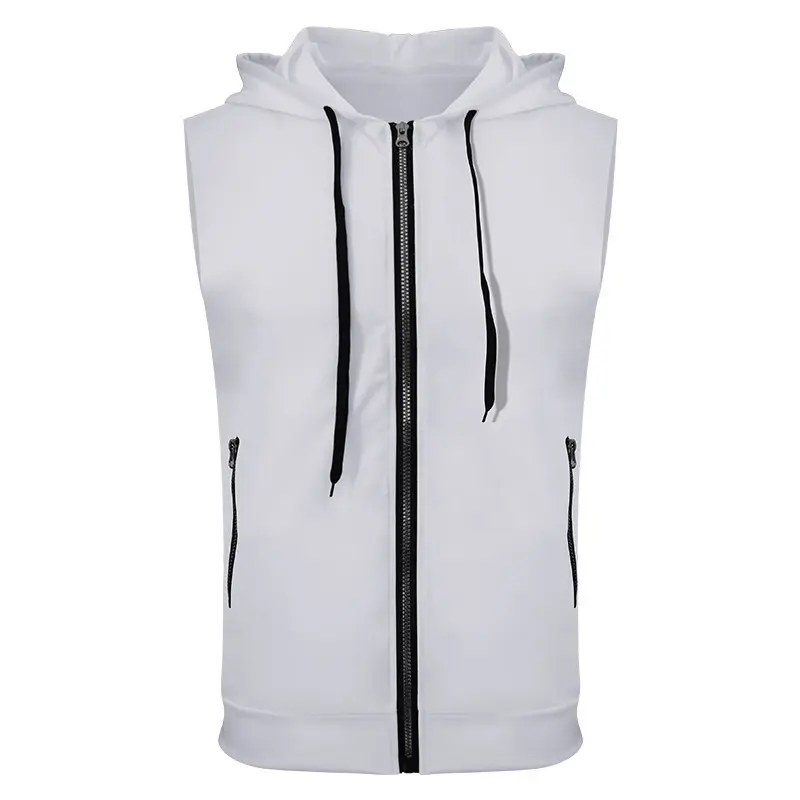 2023 Custom Wholesale Breathable Casual Zipper Vest Summer New Fashion Solid Color Sports Vest Men Slim Comfortable Clothing