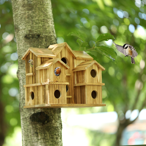 Casa para Pájaros de Madera con 10 Compartimentos, Nido Grande Multifamiliar para Colgar en el Jardín, para Pinzones y Pájaros Azules - Product Image 6