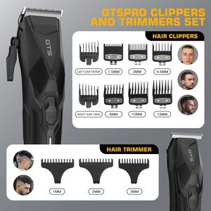 Tondeuse et tondeuse à barbe sans fil professionnelle pour hommes avec fonction de dégradé – Usage en salon de coiffure, noire - Product Image 5