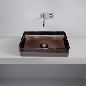 Vasque de salle de bain commerciale en gros avec bassin de lavabo pour hôtel, fournisseur de vasques de comptoir de salle de bain modernes gris transparent - Product Image 1