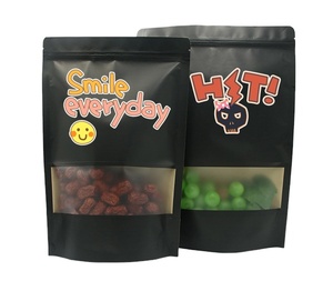 3.5g Túi giấy Kraft đứng màu đen mờ với cửa sổ mờ có thể khóa lại <span class=keywords><strong>doypack</strong></span> đóng gói thực phẩm phân hủy sinh học cho thực phẩm đa dạng - Product Image 2