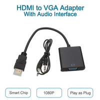 Adaptador Convertidor HDMI a VGA Justlink con Conector de Audio de 3.5mm, Video HD 1080P para PC, Laptop, Monitor, Proyector, Venta al Por Mayor