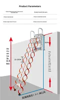 Échelle télescopique pliable en acier au carbone, facile à ranger, capacité de charge 300 kg, hauteur extensible 12,5 pieds, escalier escamotable pour grenier, usage domestique