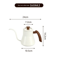 Cafetière à filtre en acier inoxydable 304 avec bec long et fin, design minimaliste, pour usage domestique, avec poignée en bois