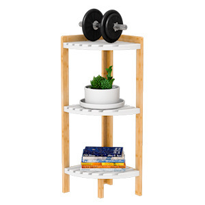Natural Wood Beech Wood <b>Storage</b> Rack White Rectangle Standing Type Floor Standing Home Living Room Study <b>Corner</b> <b>Unit</b> - Product Image 5