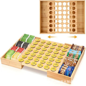 Caja de Almacenamiento Extensible de Madera para Cápsulas de Café, Organizador de Bolsitas de Té y Sobres de Azúcar, Estante de Exhibición para Condimentos - Product Image 1