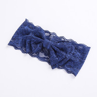 Bandeau double couche en dentelle avec nœud pour bébé, foulard simple et tendance pour filles, accessoire de cheveux pour fête d'anniversaire