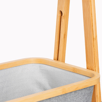 Offre Spéciale pliable 3 couche sac de rangement rack bambou plateau organisateur pliant panier à linge panier avec support