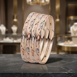 Pulseras de Lujo Bañadas en Oro de 3 Tonos con Textura Personalizada al por Mayor, Joyería Multicolor, Pulseras de Moda Tricolor - Product Image 2