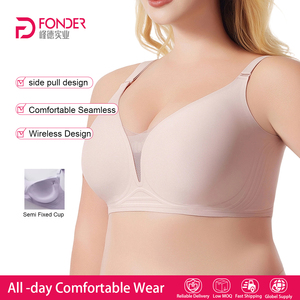 <span class=keywords><strong>Reggiseno</strong></span> Bralette da Donna Taglie Forti Senza Cuciture con Spalline Sottili Regolabili, <span class=keywords><strong>Push</strong></span>-<span class=keywords><strong>up</strong></span>, Senza Ferretto, Doppia Rete, Scollo a V Profondo, Chiusura Posteriore Unica - Product Image 2