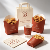 Sacs et boîtes de livraison personnalisés en papier anti-graisse avec impression de lettres rétro pour packs alimentaires, sacs à main et supports pour hamburgers, frites et snacks