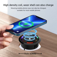 Cargador Inalámbrico YIXIN Invisible de 15W/25W para Muebles, Compatible con Orificios de Cable de 60mm, Admite Fundas para Teléfonos, Protección Inteligente con LOGO