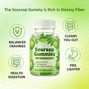 Caramelle Gommose 3-in-1 al Soursop <span class=keywords><strong>con</strong></span> Muschio Marino e <span class=keywords><strong>Zinco</strong></span>, Superfood Quotidiano per il Supporto Immunitario, Delizioso e Naturale Integratore di Graviola - Product Image 5