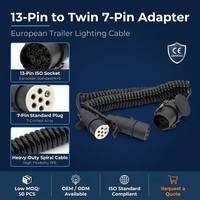 Câble d'extension de remorque européenne à 7 broches haute conductivité, gaine en PVC robuste, prise 12V 7 voies pour remorques européennes
