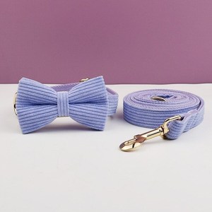 Set di 5 pezzi con imbracatura per cani in velluto a coste di lusso incluso il papillon personalizzato per animali domestici di piccole dimensioni - Product Image 5