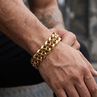 Bracelet épais pour homme en acier inoxydable, 19 mm, maillons étoile croisée 3D, style motard, creux et lourd, bijoux de main, vente en gros