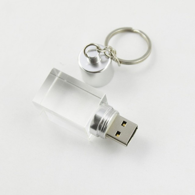 Transparency LED Pendrive Crystal Light up USB Flash Drive 2.0 3.0 Memory USB Stick 128GB Metal Key Ring