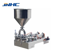 Machine de remplissage automatique commerciale à double tête de 50 à 500 ml pour boissons, miel, beurre de cacahuète, crème, shampoing, à entraînement pneumatique