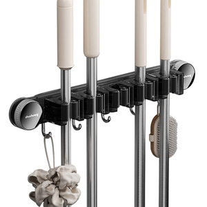 Simple Style <b>Mop</b> Holder <b>Wall</b> Mount Rectangle Punch Free Storage For Bathroom Cleaning Tools - Product Image 5
