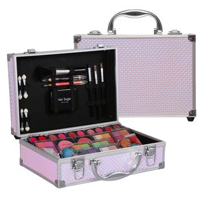Hot Pink All In One Train Case Juego de <span class=keywords><strong>maquillaje</strong></span> <span class=keywords><strong>para</strong></span> <span class=keywords><strong>niñas</strong></span> y mujeres con paleta de sombras de ojos Bálsamo labial Blush Lip Gloss Brush Set con propio - Product Image 1