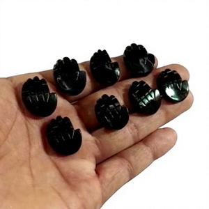 Natural <b>Black</b> Onyx Hamsa Hand Cabochon for Jewelry Making Wholesale - Product Image 1