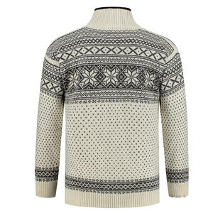 Personnalisé Oem Odm Logo Vintage Quarter Zip Vintage Col Roulé Laine Tricot Pull Tricots Pull Norvégien - Product Image 3