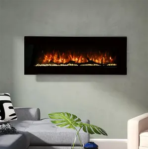 Wall LED Decor Flame Electric Fireplace Heater Insert Led Light Flame Effect Recessed Fire Manual Panel+remote Control Modern