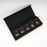 Boîte d'emballage de thé chinois haut de gamme personnalisée, boîte-cadeau rigide rectangulaire noire avec fermeture magnétique et séparateurs en carton