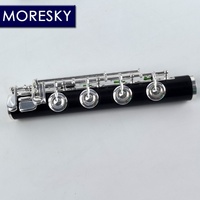 Flauta de ébano MORESKY /C+B+Bb con 17 orificios abiertos, plateada en plata #   Mechanismo de Llave en Do para Soprano, Grenadilla Profesional MFL-1601