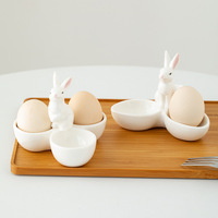 Coquetiers drôles en porcelaine de lapin supports de support d'oeufs en céramique pour oeufs mous nouveau stockage de cuisine de conception