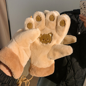Guantes de mano cálidos de invierno para niñas y mujeres de alta calidad, venta al por mayor, guantes de invierno con patas de oso de terciopelo grueso encantador - Product Image 2