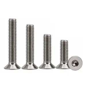 M5 M6 M8 304 316 Acero inoxidable Din965 Cabeza hueca hexagonal Tornillo de máquina de perno Allen negro pequeño ranurado avellanado plano