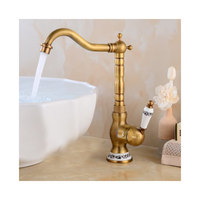 Robinets de lavabo à poignée unique antique Robinet rotatif à 360 ° Robinets de salle de bain de luxe à corps en laiton Robinets mélangeurs