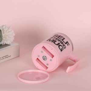 Portable Electric Self Stirring Coffee Mug Automatic Mixing Cup Battery Operated Pink <b>Plastic</b> - Product Image 3
