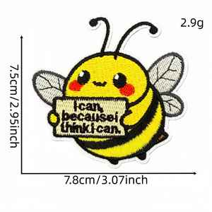 Nouvelle écusson brodée thermocollante avec animaux de dessin animé et mots inspirants en anglais pour vêtements et réparation de bagages - Product Image 3