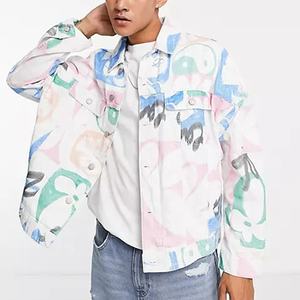 <span class=keywords><strong>Giacca</strong></span> di Jeans invernale con stampa Graffiti in <span class=keywords><strong>giacca</strong></span> di Jeans di Jeans personalizzati Hip-Hop <span class=keywords><strong>oversize</strong></span> a manica lunga da uomo <span class=keywords><strong>bianca</strong></span> - Product Image 2