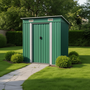 Caseta de jardín metálica verde de 74.8x48.8x71.3 pulgadas, solución de almacenamiento para exteriores - Product Image 2