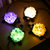 Lampe tortue en cristal naturel fait main en gros avec base en métal, veilleuse pour ornement de bureau