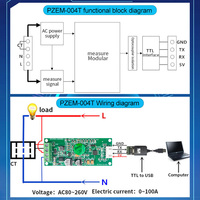 Medidor Eléctrico Inteligente Monofásico PZEM-004T, Voltímetro, Monitor de Energía para el Hogar, 80-260V 100A TTL Modbus 1.0 Grado 0-9999kWh