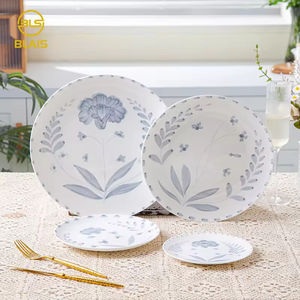 BLAIS Design classique ensemble de vaisselle en porcelaine à fleurs grises chargeur de vaisselle et assiette pour mariages et fêtes - Product Image 6
