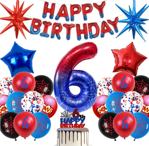 Decoración de Fiesta de Cumpleaños de Spider-Man, Globos de Número Gigante de Feliz Cumpleaños, Guirnalda de Globos de Látex Impresos, Adornos para Pastel - Product Image 1