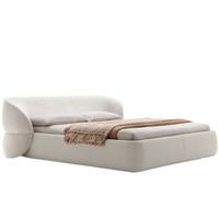 Lit rembourré de style italien en velours, modèle de chambre principale, lit souple à plateau bas et au sol, luxe léger